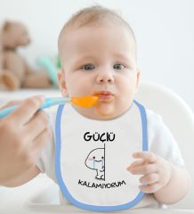 BK Kids Güçlü Kalamıyorum Tasarımlı Mavi Bebek Body Zıbın ve Mama Önlüğü Hediye Seti-1