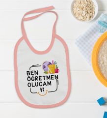 BK Kids Öğretmen Olucam Tasarımlı Pembe Bebek Mama Önlüğü-1