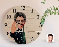Kişiye Özel Matrix Neo Karikatürlü Otantik Ahşap Palet Saat-1