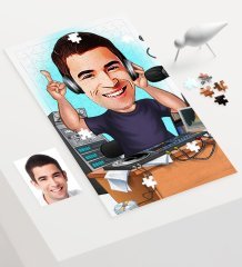 Kişiye Özel Bay Radyocu Karikatür 240 Parça A3 Puzzle - 1