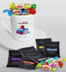 Kişiye Özel En İyi Sınıf Öğretmeni Türk Kahvesi Fincanı Selamlique Karışık Türk Kahvesi ve Haribo Şeker Hediye Seti-13
