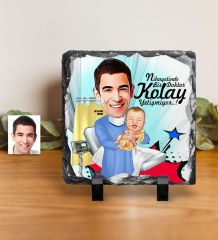 Kişiye Özel Bay Ebe Karikatürlü Dekoratif Doğal Taş - 1
