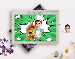 Kişiye Özel Erkek Kebapçı Karikatürlü 1000 Parça Profesyonel Puzzle-1