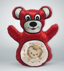 BK Gift Sevimli Aslan Tasarımlı Kırmızı Ayıcık Yastık-2