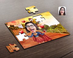 Kişiye Özel Süper Anne Karikatürlü Ahşap Puzzle-1