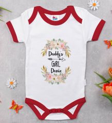 BK Kids Kişiye Özel Daddy's Girl Tasarımlı Kırmızı Bebek Body Zıbın-1