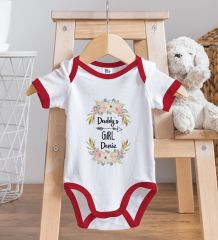 BK Kids Kişiye Özel Daddy's Girl Tasarımlı Kırmızı Bebek Body Zıbın-1