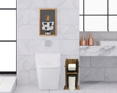 BK Home Doğal Masif Ahşap Tuvalet Kağıtlığı ve Dekoratif Retro Ahşap Tablo Seti-12