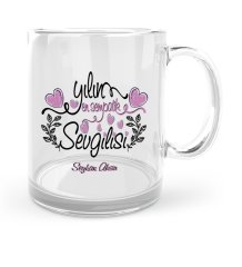 Kişiye Özel Yılın En Sempatik Sevgilisi Cam Kupa Bardak
