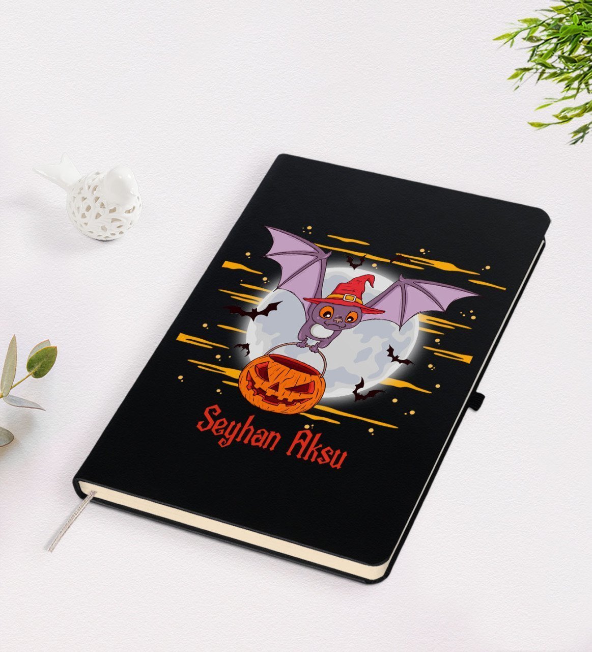 Kişiye Özel Happy Halloween Tasarımlı Siyah Defter-8