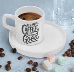 BK Gift Sunum Tabaklı Coffe Tasarımlı Kahve Fincanı-4, Sevgiliye Hediye, Aileye Hediye, Arkadaşa Hediye