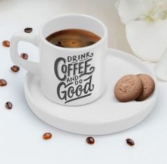 BK Gift Sunum Tabaklı Coffe Tasarımlı Kahve Fincanı-4, Sevgiliye Hediye, Aileye Hediye, Arkadaşa Hediye