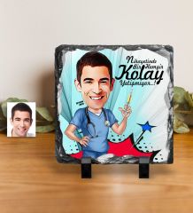 Kişiye Özel Bay Hemşir Karikatürlü Dekoratif Doğal Taş - 1
