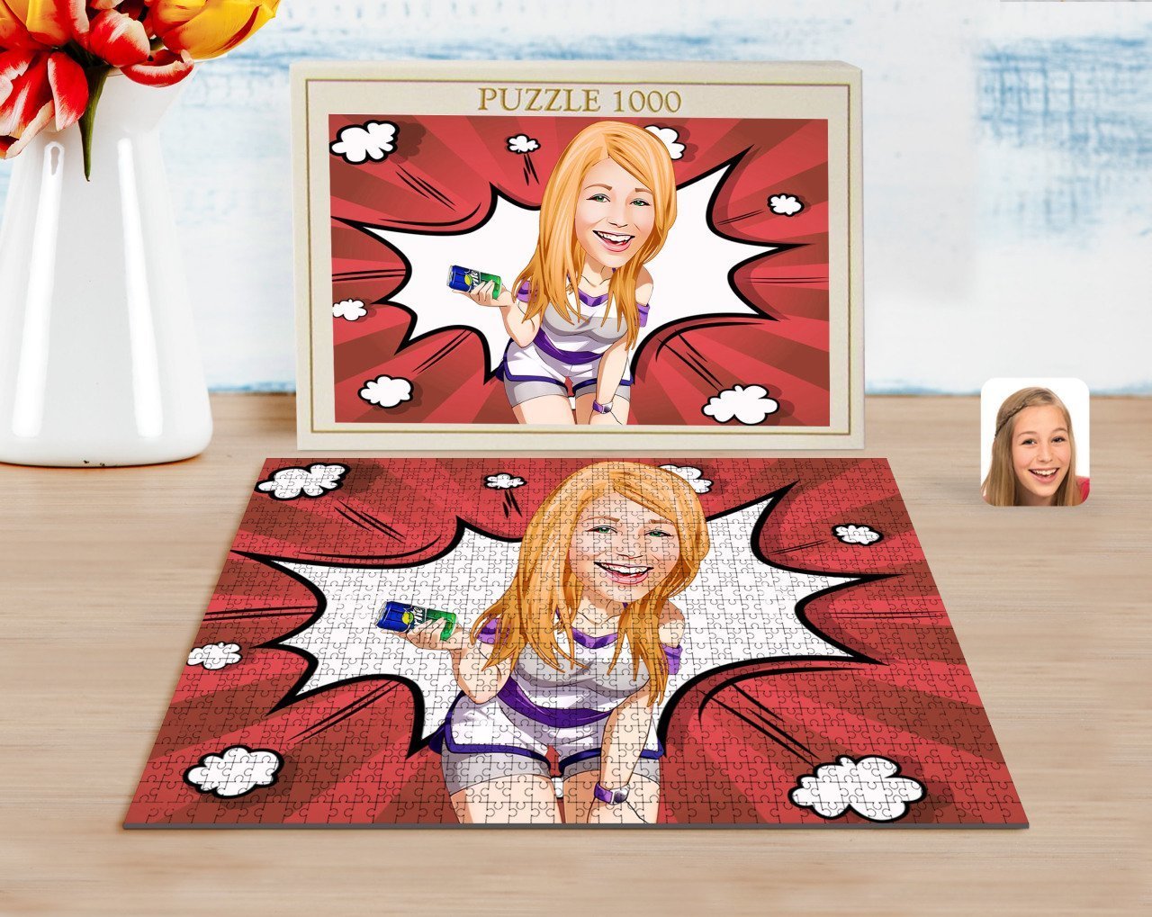 Kişiye Özel Kadın Karikatürlü 1000 Parça Profesyonel Puzzle-36