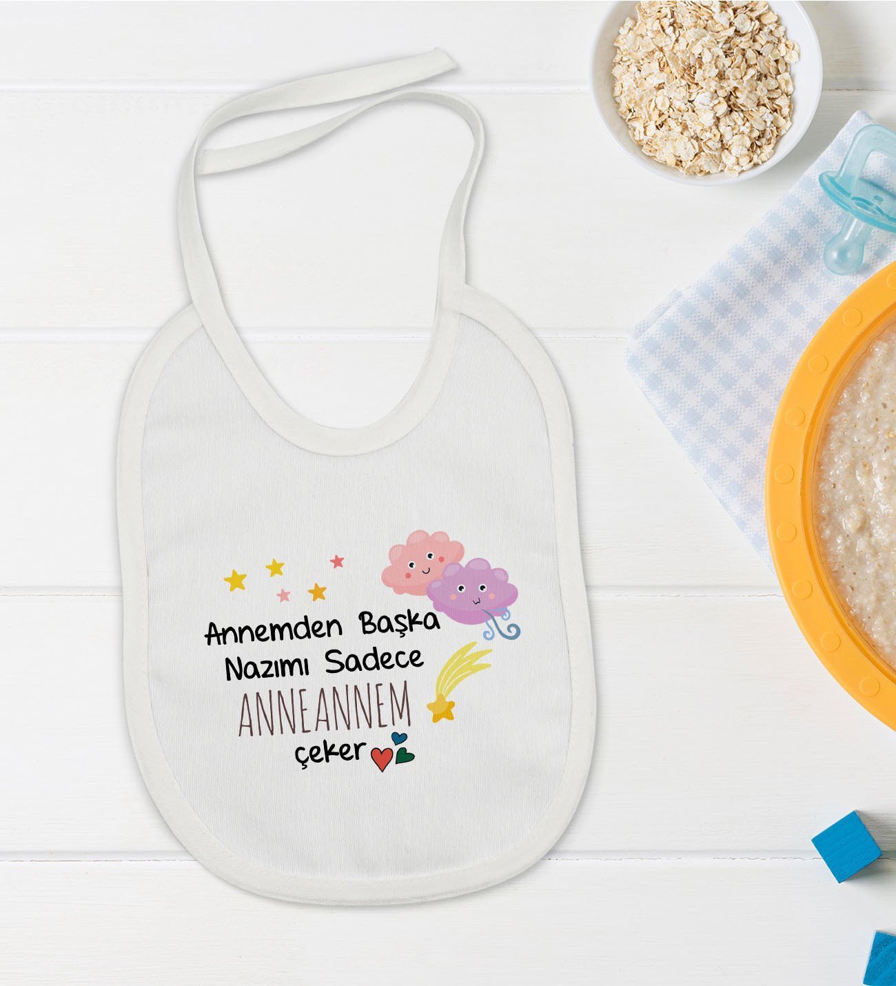 BK Kids Anneannem Tasarımlı Bebek Mama Önlüğü - Model 1