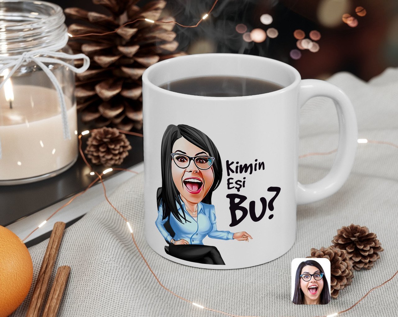 Kişiye Özel Kadın Kimin Eşi Bu Karikatürlü Beyaz Kupa Bardak-1