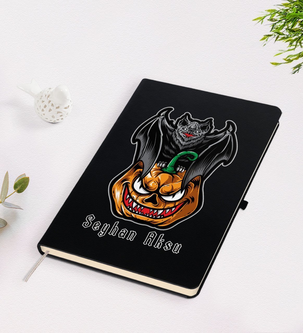 Kişiye Özel Happy Halloween Tasarımlı Siyah Defter-6