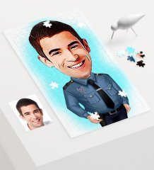 Kişiye Özel Bay Polis Karikatür 240 Parça A3 Puzzle - 3