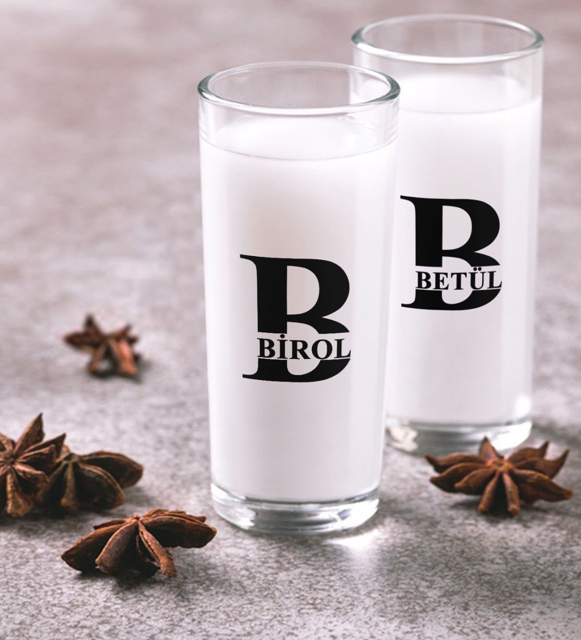 Kişiye Özel Renkli Baskılı İsimli İkili Rakı Bardağı Seti-31
