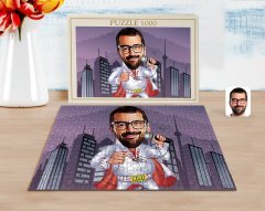 Kişiye Özel Elvis Presley Karikatürlü 1000 Parça Profesyonel Puzzle-1