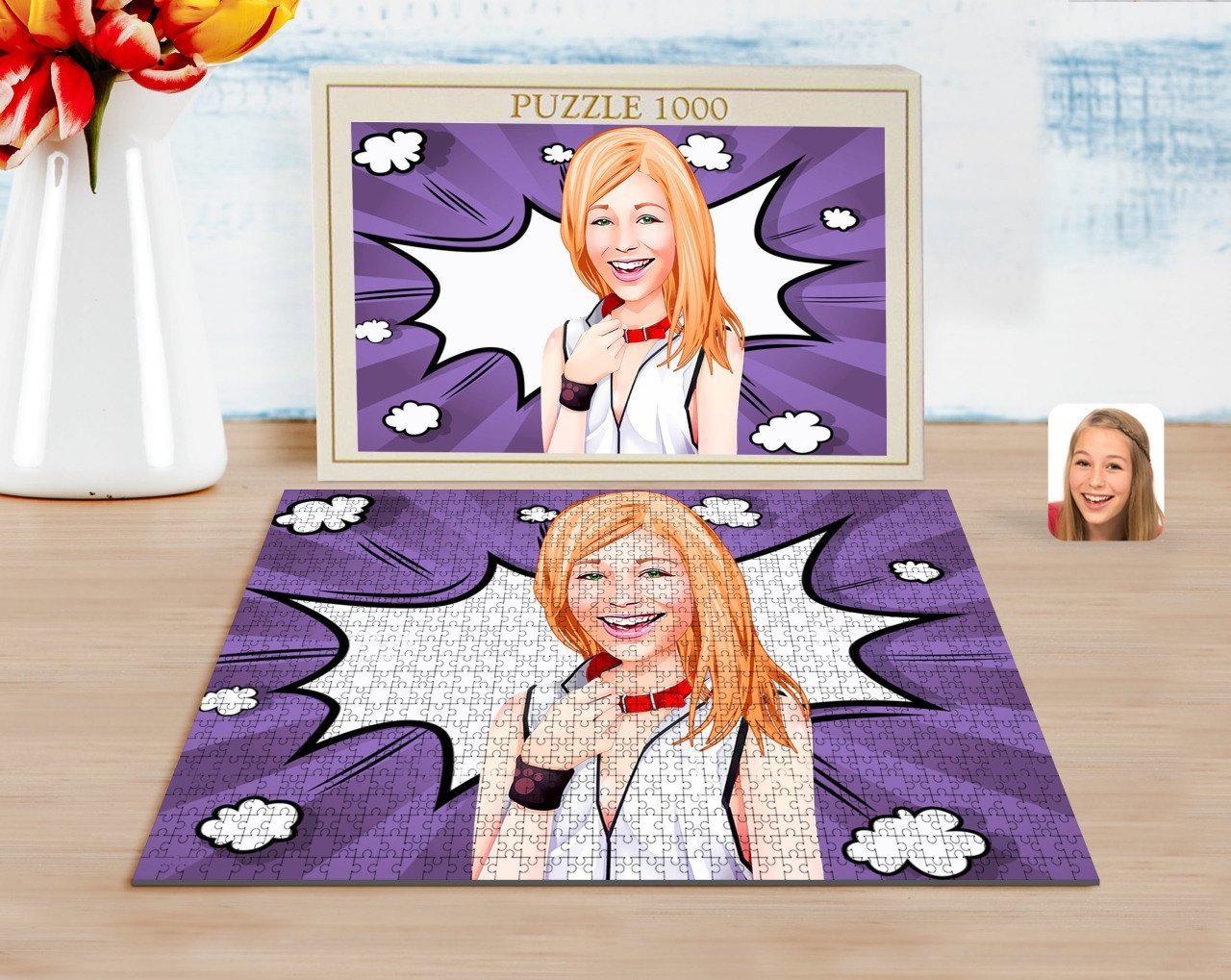 Kişiye Özel Kadın Karikatürlü 1000 Parça Profesyonel Puzzle-35