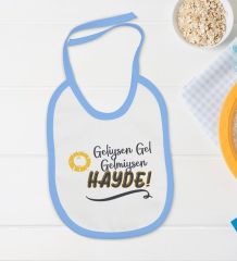 BK Kids Geliysen Gel Tasarımlı Mavi Bebek Body Zıbın ve Mama Önlüğü Hediye Seti-1