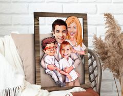 BK Gift Kişiye Özel Aile Karikatürlü 3D Ahşap Tablo-1, Aileye Hediye, Babaya Hediye, Anneye Hediye