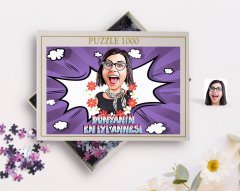 Kişiye Özel Dünyanın En İyi Annesi Karikatürlü 1000 Parça Profesyonel Puzzle-1