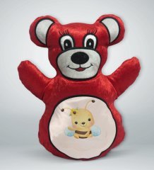BK Gift Sevimli Arı Tasarımlı Kırmızı Ayıcık Yastık-2