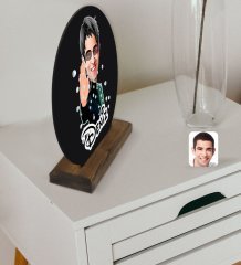 Kişiye Özel Matrix Neo Karikatürlü Yuvarlak Ahşap Biblo-1