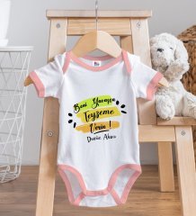 BK Kids Kişiye Özel Pembe Bebek Body Zıbın - Model 40