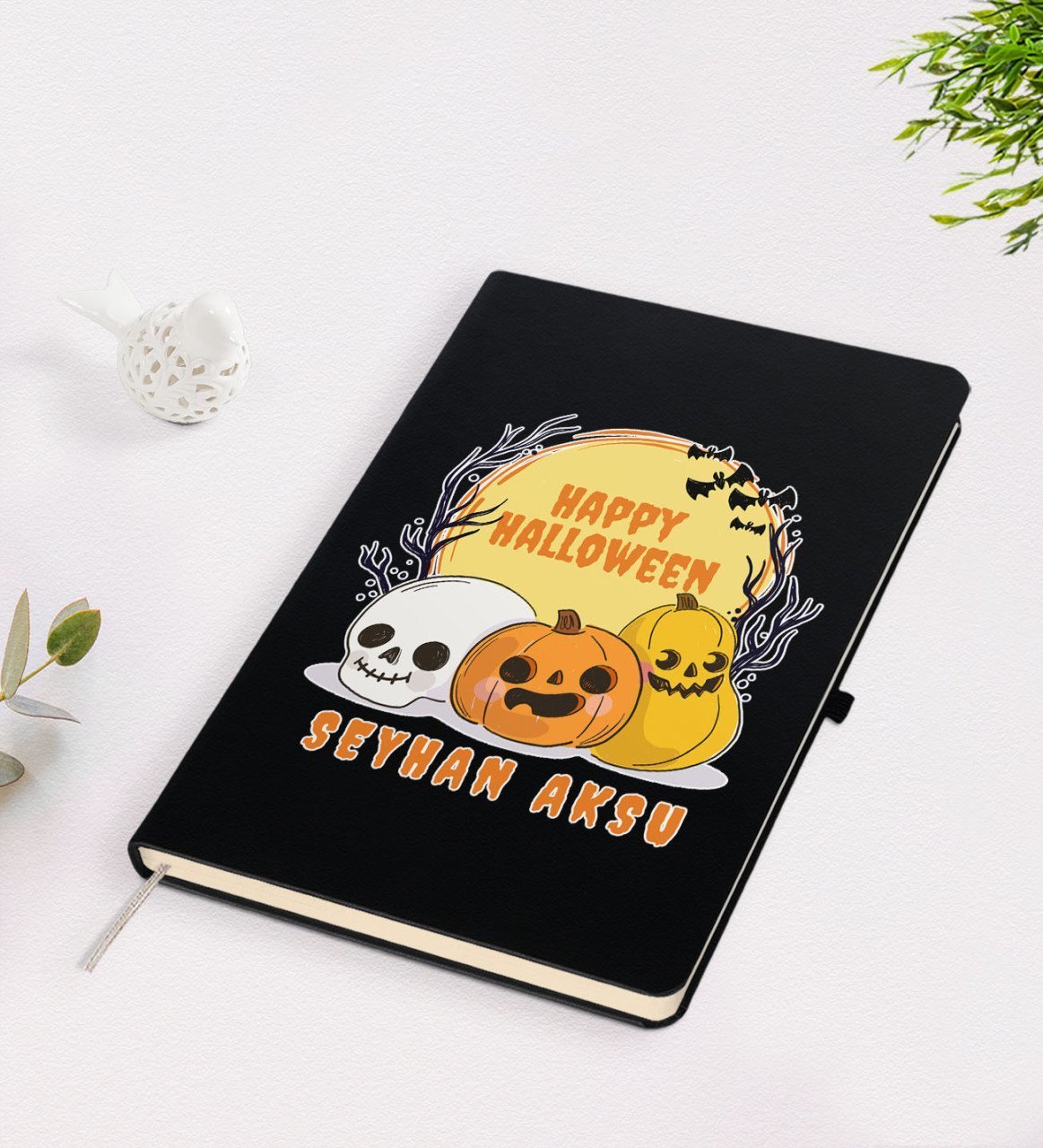 Kişiye Özel Happy Halloween Tasarımlı Siyah Defter-4