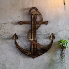 Kişiye Özel İsimli Çapa Tasarımlı Ahşap Duvar Objesi (Model C1)