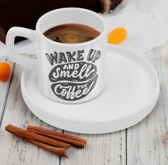 BK Gift Sunum Tabaklı Coffe Tasarımlı Kahve Fincanı-1, Sevgiliye Hediye, Aileye Hediye, Arkadaşa Hediye