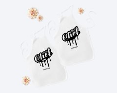 Kişiye Özel İkili Yakışıklı ve Güzel Chef Beyaz Mutfak Önlüğü Seti-5