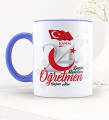 Kişiye Özel Bugün Günlerden Öğretmen Mavi Kupa Bardak - 2