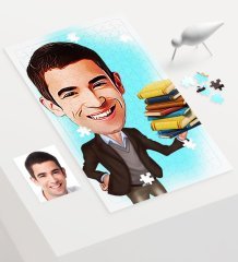 Kişiye Özel Bay Öğretmen Karikatür 240 Parça A3 Puzzle - 2