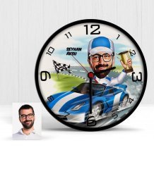 Kişiye Özel Rallici Karikatür Ahşap Duvar Saati - 1