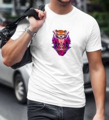 BK Gift Kaplan Tasarımlı Beyaz T-Shirt-2