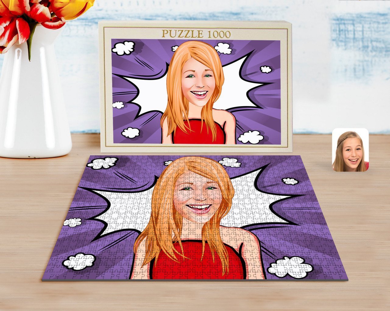 Kişiye Özel Kadın Karikatürlü 1000 Parça Profesyonel Puzzle-33
