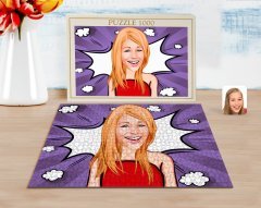 Kişiye Özel Kadın Karikatürlü 1000 Parça Profesyonel Puzzle-33