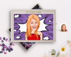 Kişiye Özel Kadın Karikatürlü 1000 Parça Profesyonel Puzzle-33