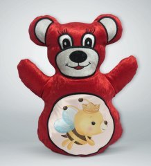 BK Gift Sevimli Arı Tasarımlı Kırmızı Ayıcık Yastık-1