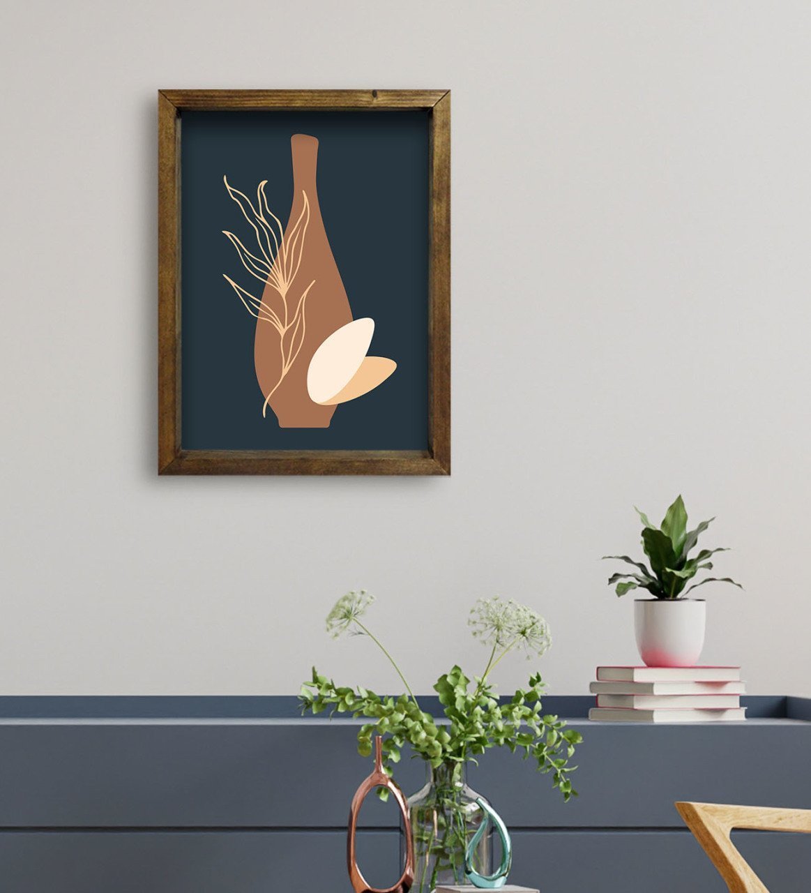 BK Gift Otel Odası Konseptli Doğal Masif Ahşap Çerçeveli Tablo 45x65cm-12