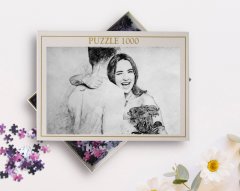 Kişiye Özel Karakalem Tasarımlı 1000 Parça Profesyonel Puzzle
