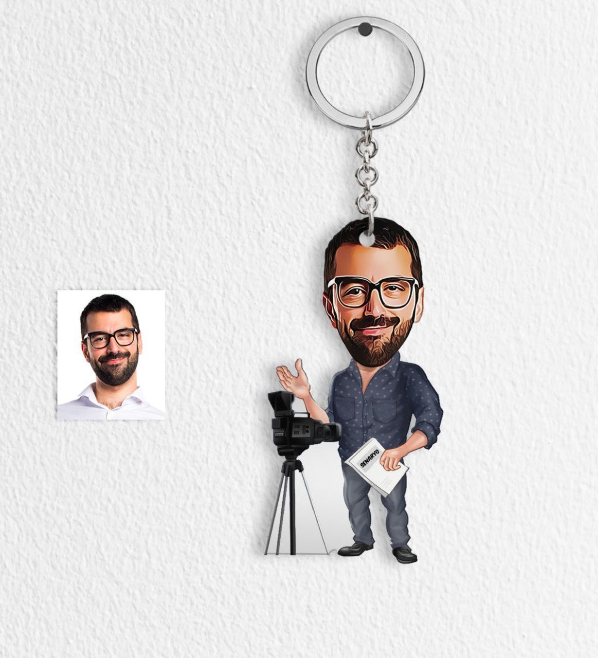 Kişiye Özel Bay Yönetmen Karikatür Anahtarlık - 1