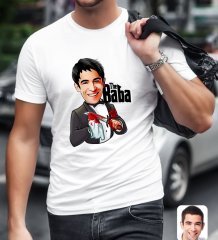 Kişiye Özel Godfather Baba Karikatürlü Beyaz T-Shirt-5
