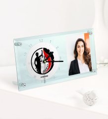 Kişiye Özel Avukat Temalı Masaüstü Cam Saat - 14