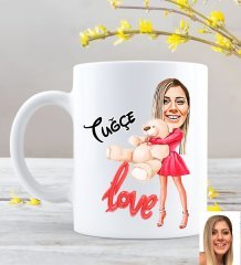 Kişiye Özel Karikatürlü Sevimli Ayıcık Beyaz Kupa Bardak