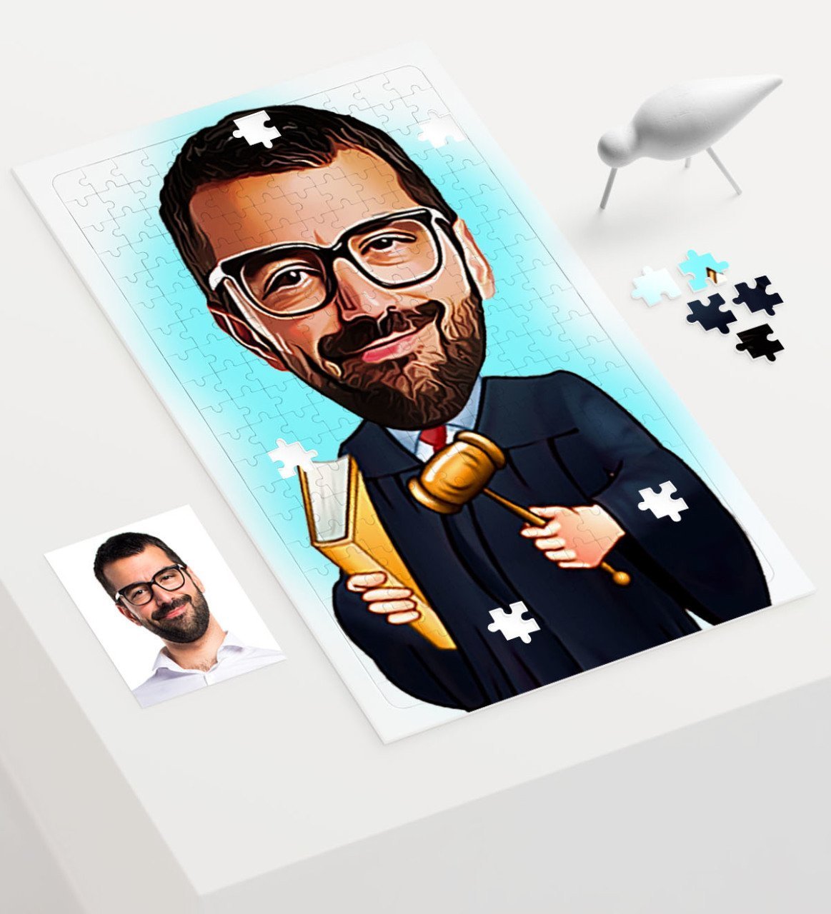 Kişiye Özel Bay Hakim Karikatür 240 Parça A3 Puzzle - 1